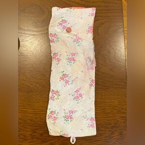 Vintage Floral and Bright pink satin hosiery bag